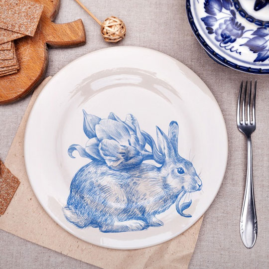 Тарелка 'Rabbits'  / Крольчиха с тюльпаном