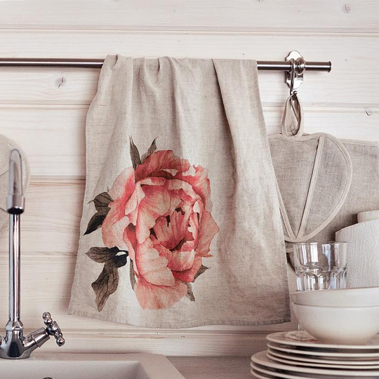 Полотенце кухонное 'Розовый пион'