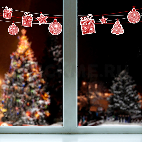 Наклейка на окно и стену 'Новогодняя гирлянда'