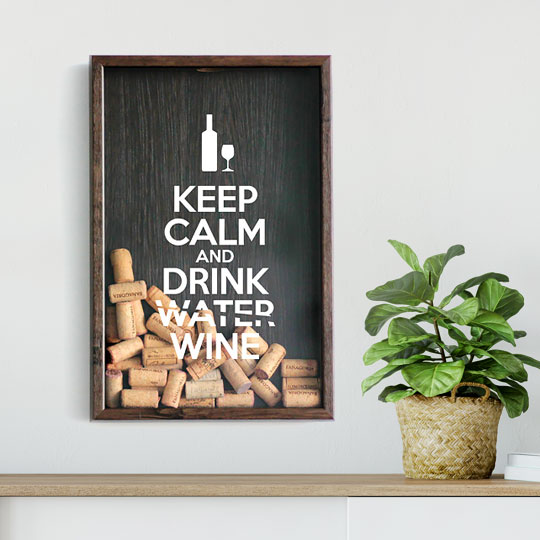 Рамка-копилка для винных пробок 'Keep calm. Drink Wine'  / Темный