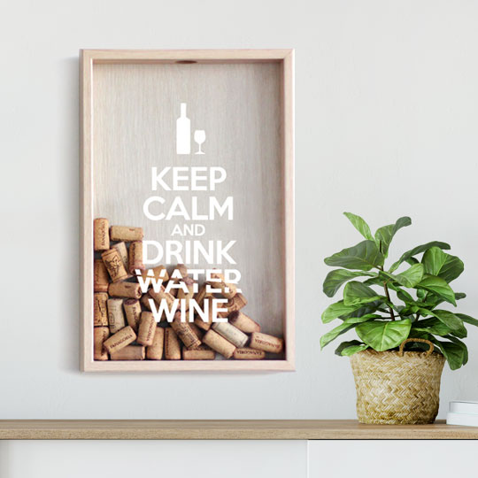 Рамка-копилка для винных пробок 'Keep calm. Drink Wine'  / Светлый