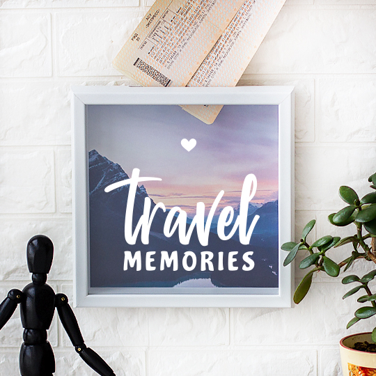 Рамка-копилка светлая 'Travel memories'  / Сиреневые горы