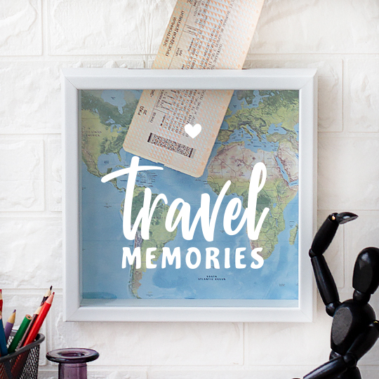 Рамка-копилка светлая 'Travel memories'  / Карта мира