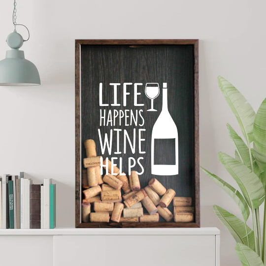 Рамка-копилка для винных пробок 'Wine helps'  / Темный