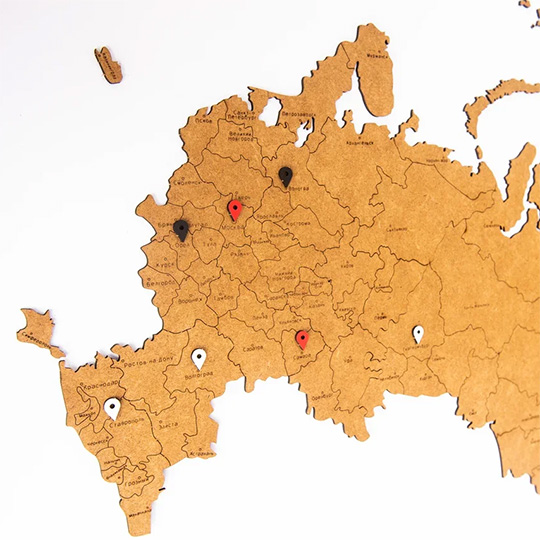 Карта деревянная 'Wall Decoration Russia'  / Коричневый