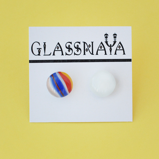 Серьги 'Glassy'  / Белый, цветной