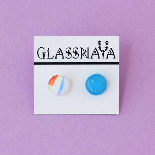 Серьги 'Glassy'  / Голубой, цветной