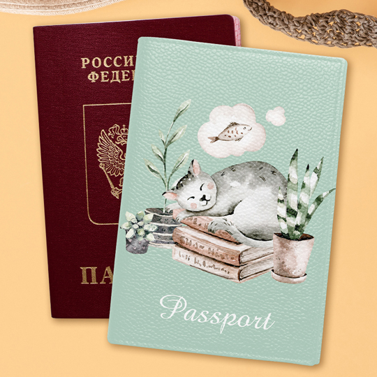 Обложка для паспорта 'Спящий котик'
