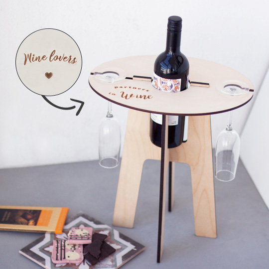 Столик-подставка под бутылку и бокалы 'Wine Lovers'  / Светлый