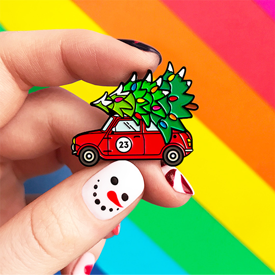 Значок 'Christmas car'  / Красный