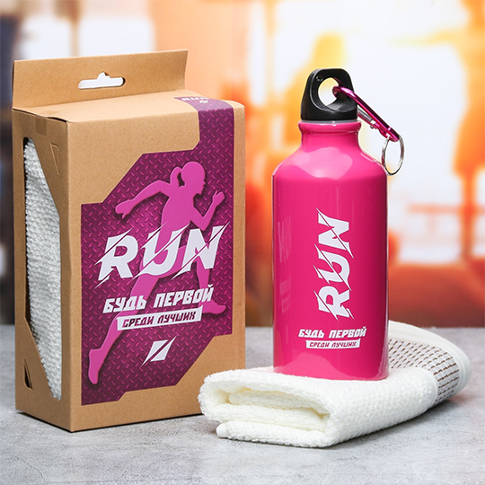 Набор для занятий спортом 'Go girl', бутылка для воды и полотенце  / Run