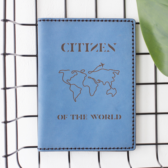 Обложка для паспорта 'Citizen of the world'  / Синий