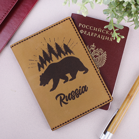Обложка для паспорта 'Bear'  / Песочный