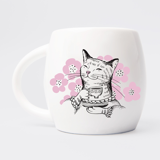 Чашка 'Кошка с чаем'