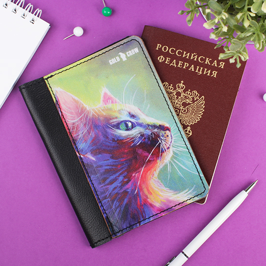 Обложка для паспорта 'Rainbow cat'